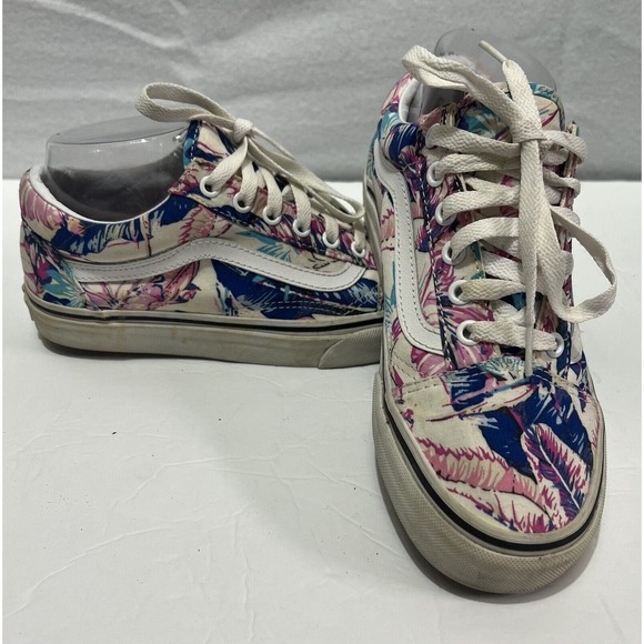 Vans Women’s Floral Print Pink/white&Blue‎ Shoes Sz. 7 - Picture 1 of 7